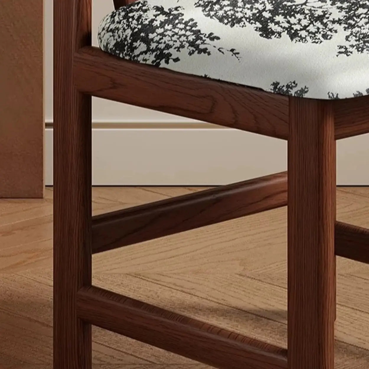 Rustic Slatted Back Wood Dining Chair with Cushion