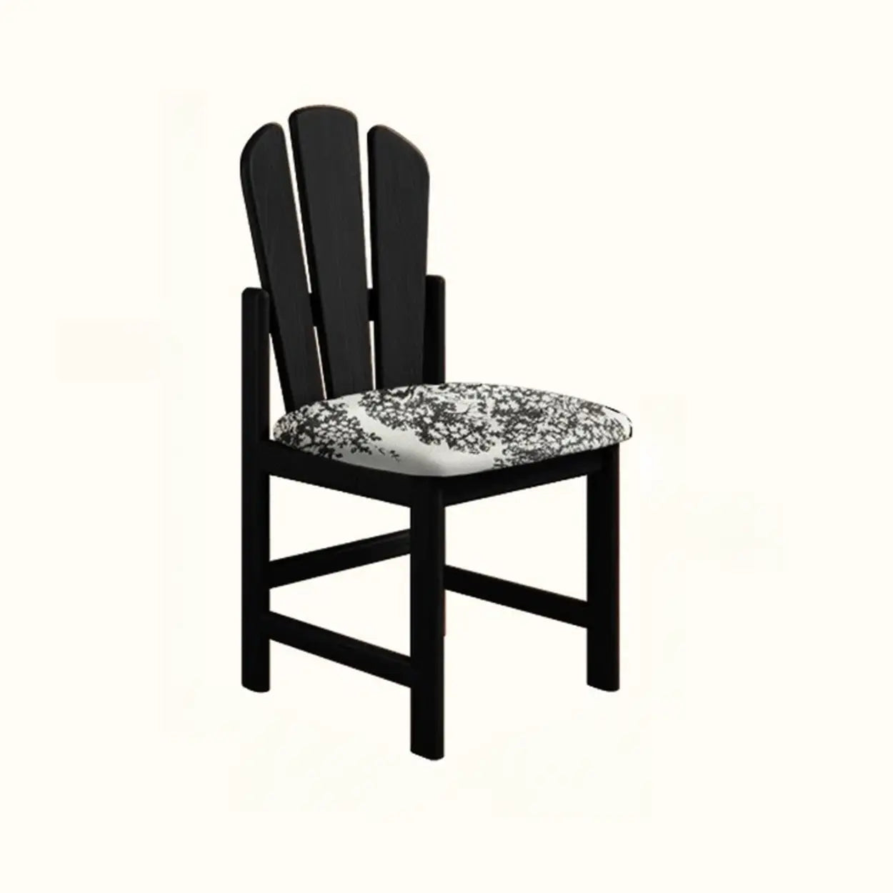 Rustic Slatted Back Wood Dining Chair with Cushion — Wood Color
