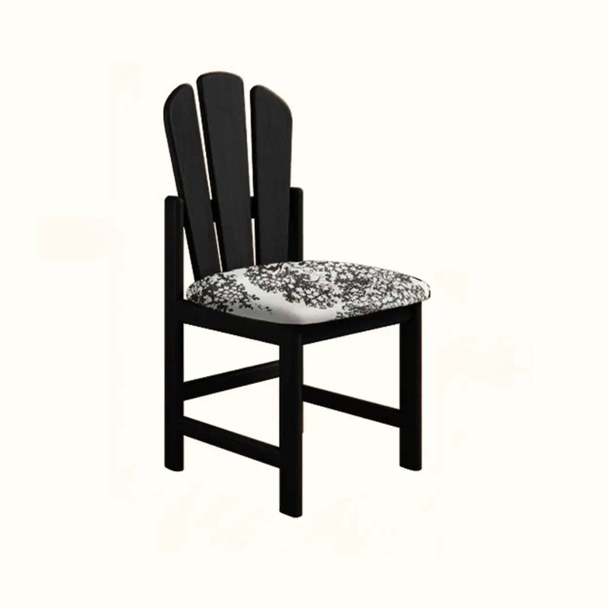 Rustic Slatted Back Wood Dining Chair with Cushion — Wood Color
