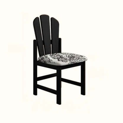 Rustic Slatted Back Wood Dining Chair with Cushion — Wood Color
