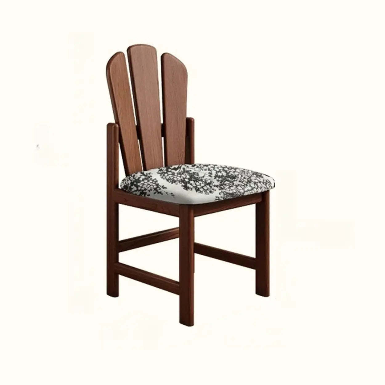 Rustic Slatted Back Wood Dining Chair with Cushion — Walnut