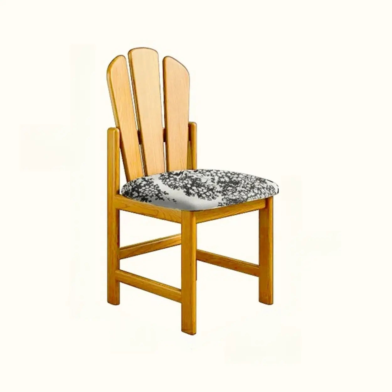 Rustic Slatted Back Wood Dining Chair with Cushion