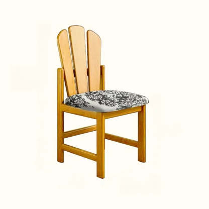 Rustic Slatted Back Wood Dining Chair with Cushion