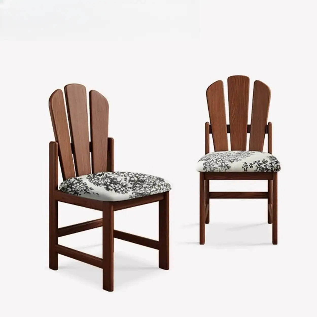 Rustic Slatted Back Wood Dining Chair with Cushion