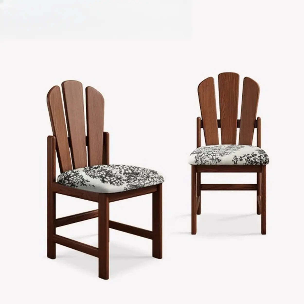 Rustic Slatted Back Wood Dining Chair with Cushion