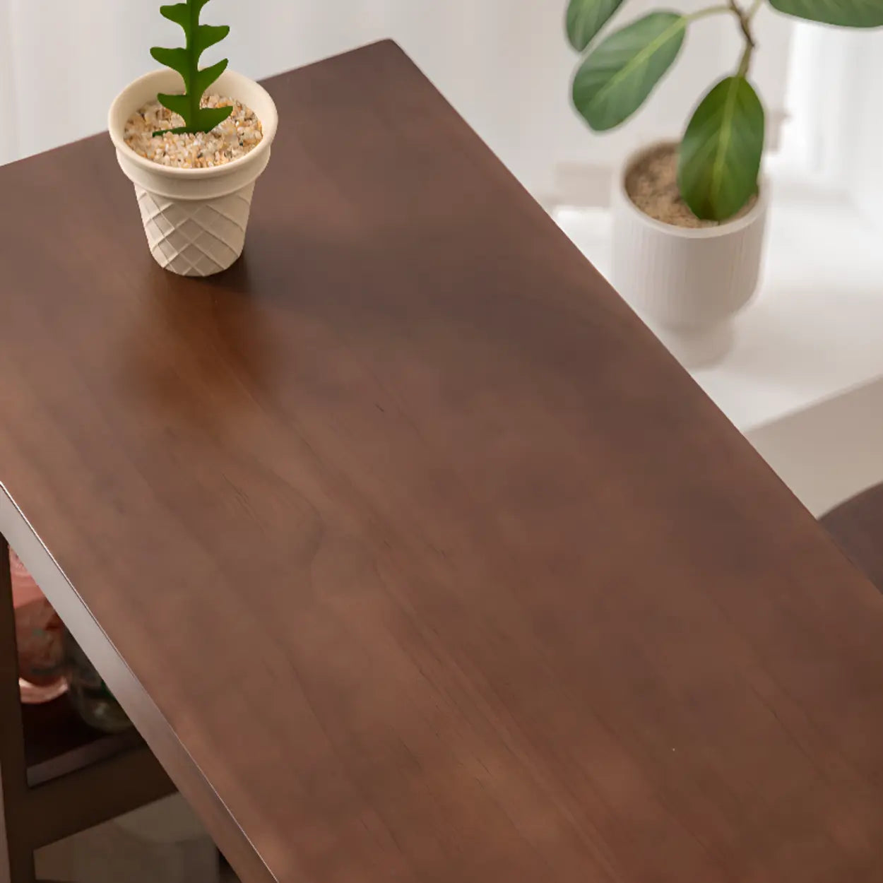 Rustic Slim Dark Brown Oval Bar Table with Shelf