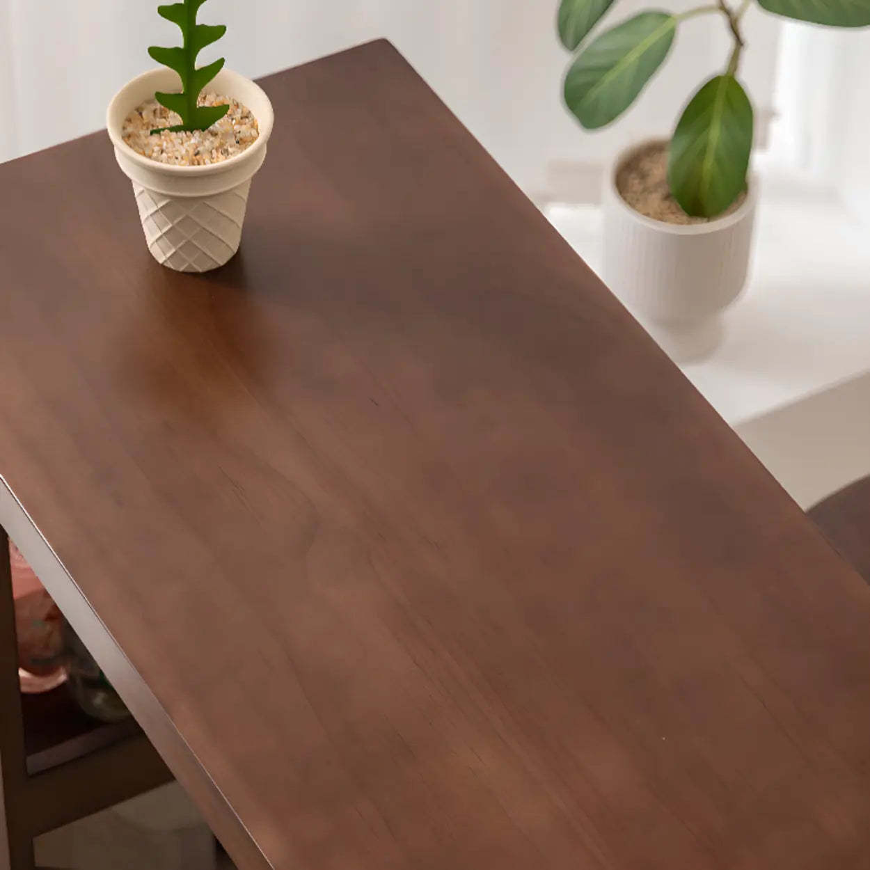 Rustic Slim Dark Brown Oval Bar Table with Shelf