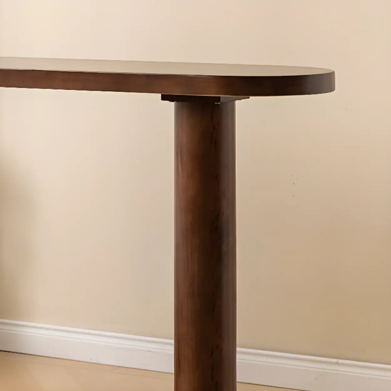 Rustic Slim Dark Brown Oval Bar Table with Shelf