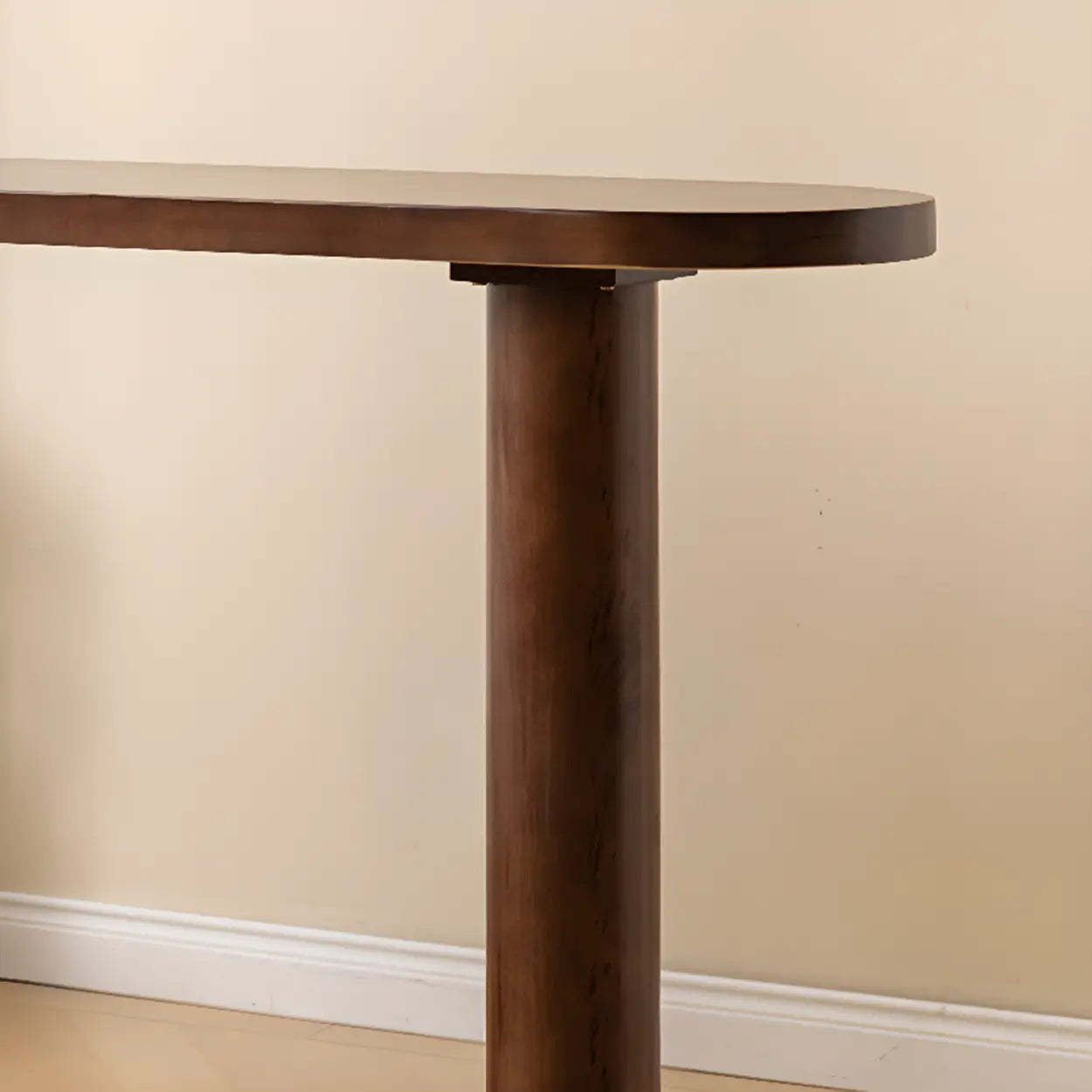 Rustic Slim Dark Brown Oval Bar Table with Shelf