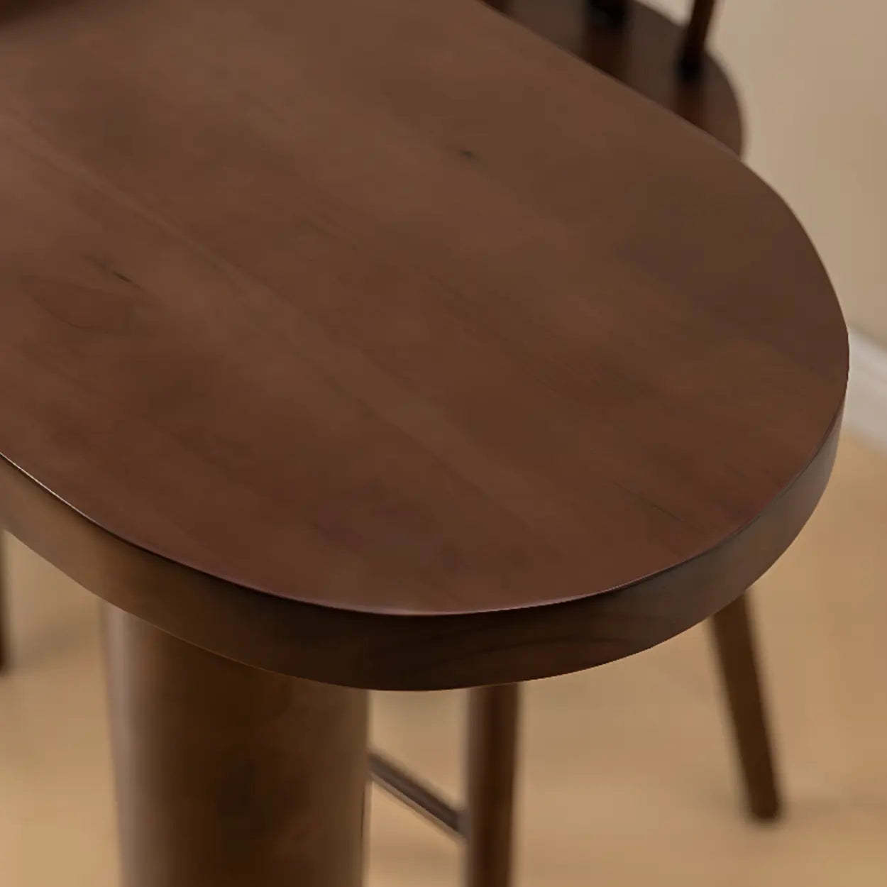 Rustic Slim Dark Brown Oval Bar Table with Shelf