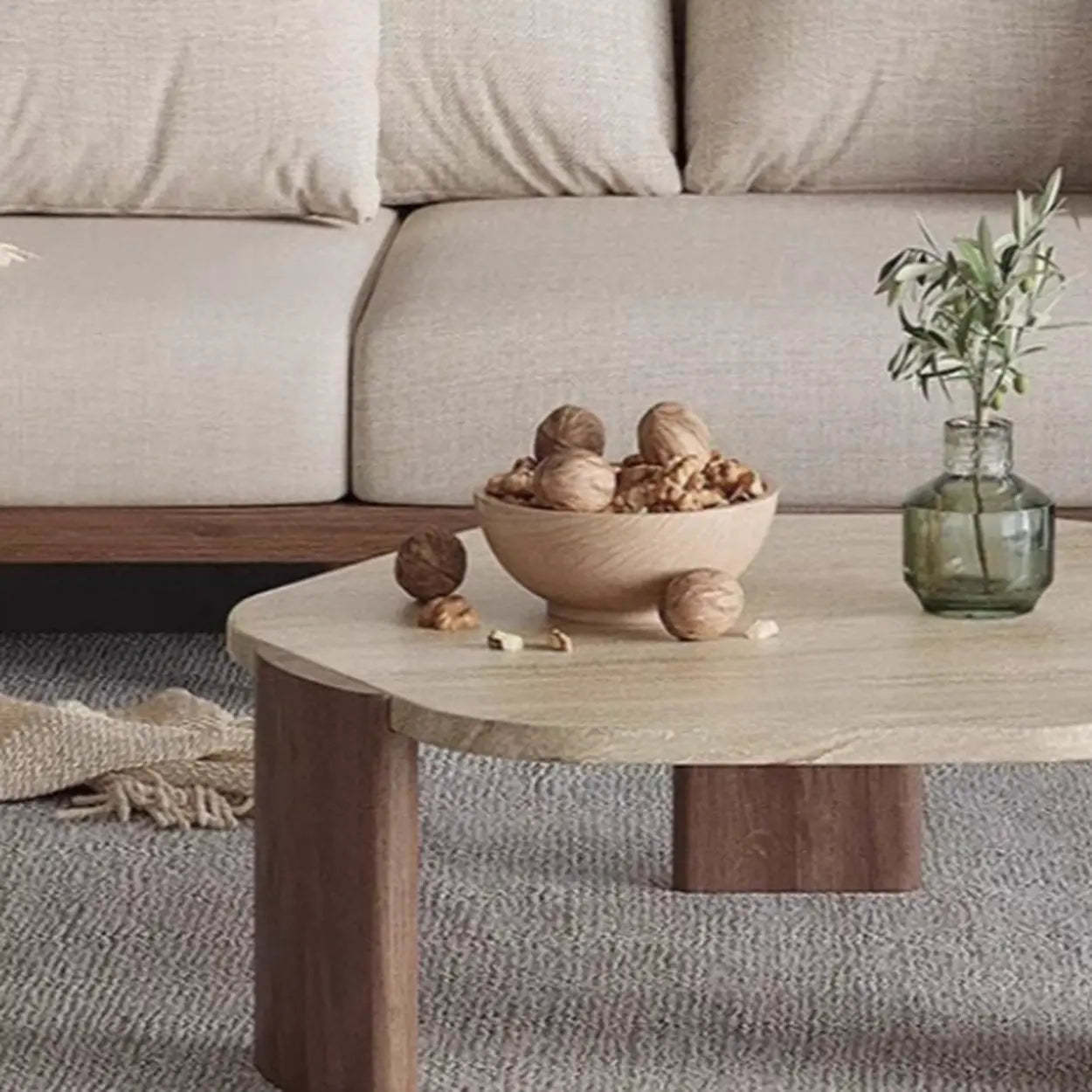 Rustic Small Round Travertine Coffee Table — Black