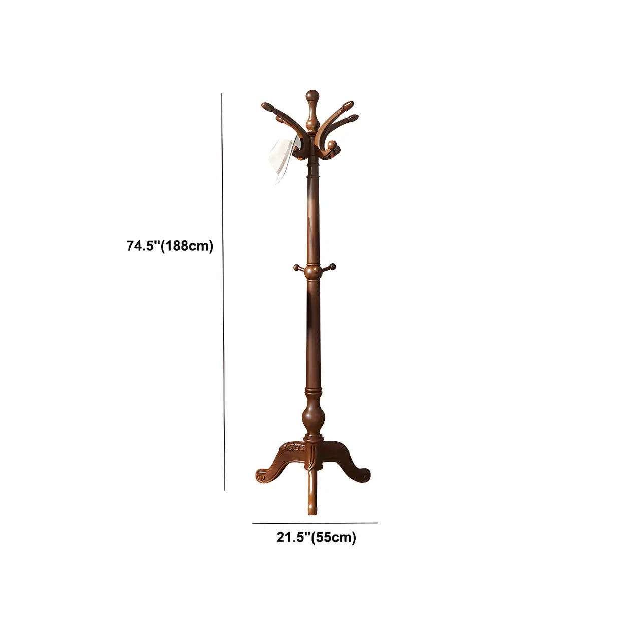 Rustic Spiral Brown Wood Freestanding Hall Tree with Hooks
