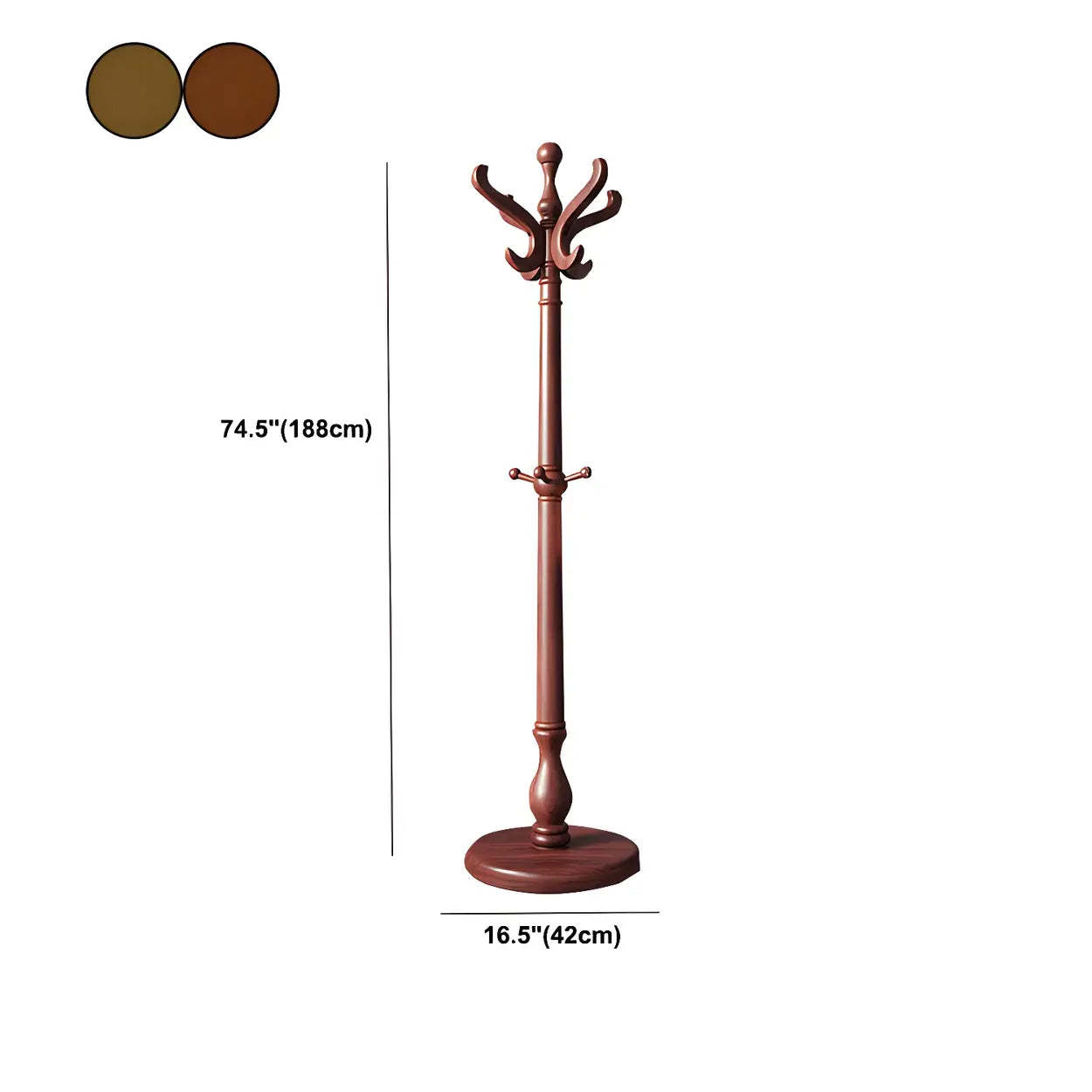Rustic Spiral Brown Wood Freestanding Hall Tree with Hooks