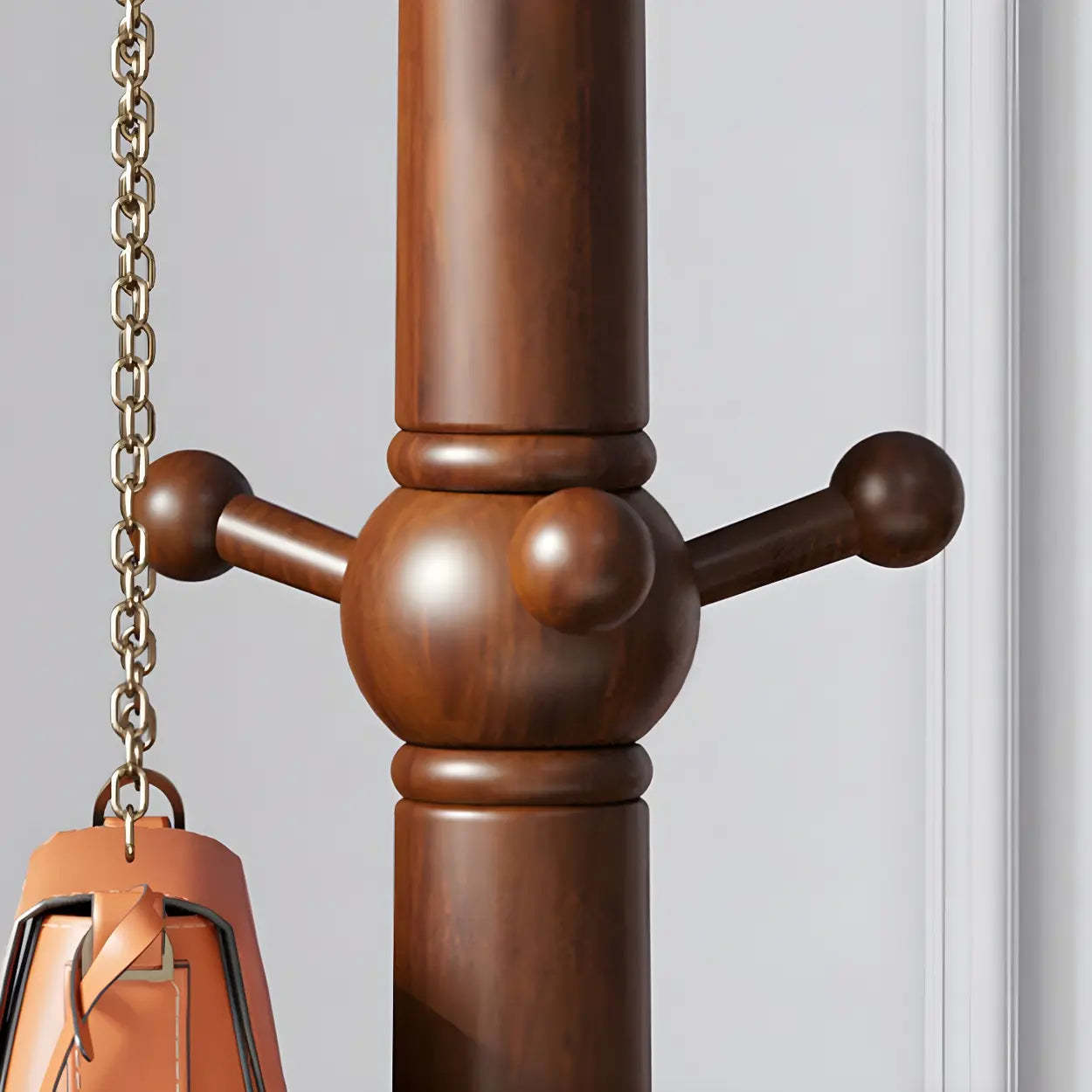 Rustic Spiral Brown Wood Freestanding Hall Tree with Hooks