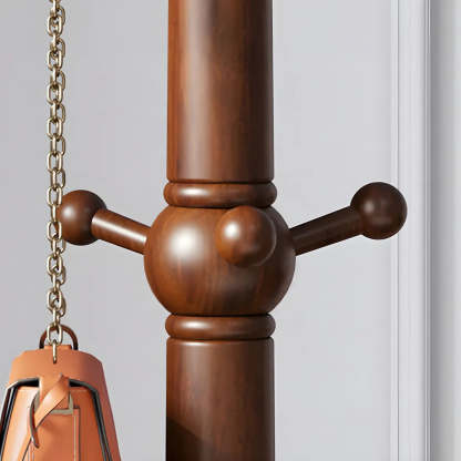 Rustic Spiral Brown Wood Freestanding Hall Tree with Hooks