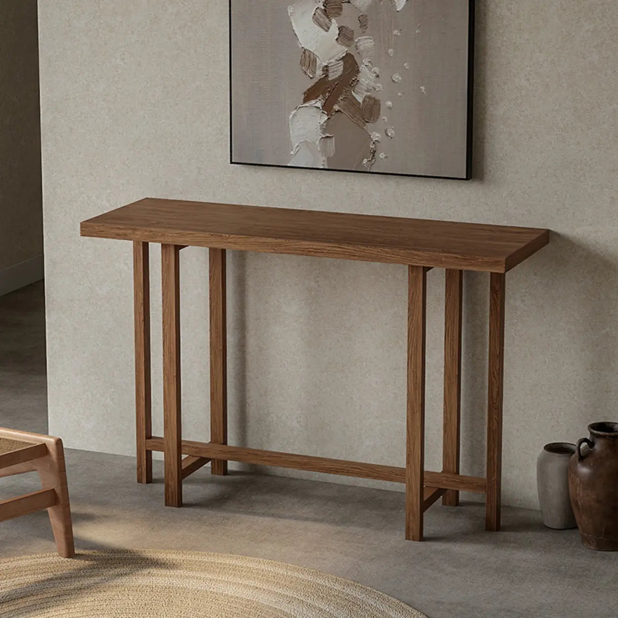 Rustic Solid Wood Entryway Console Table — Ash