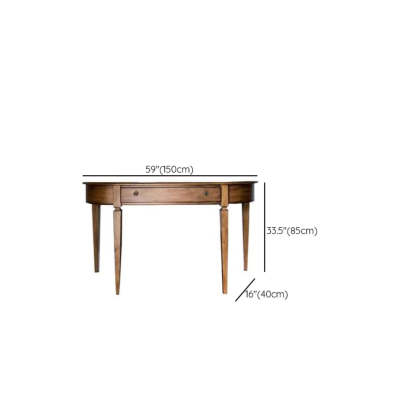 Rustic Half-Moon Wood Brown Console Table