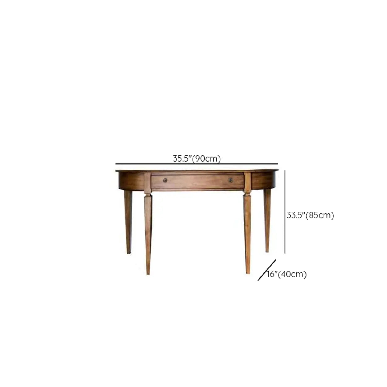 Rustic Half-Moon Wood Brown Console Table