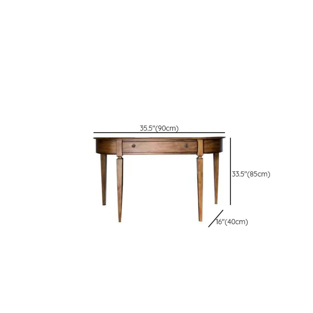 Rustic Half-Moon Wood Brown Console Table