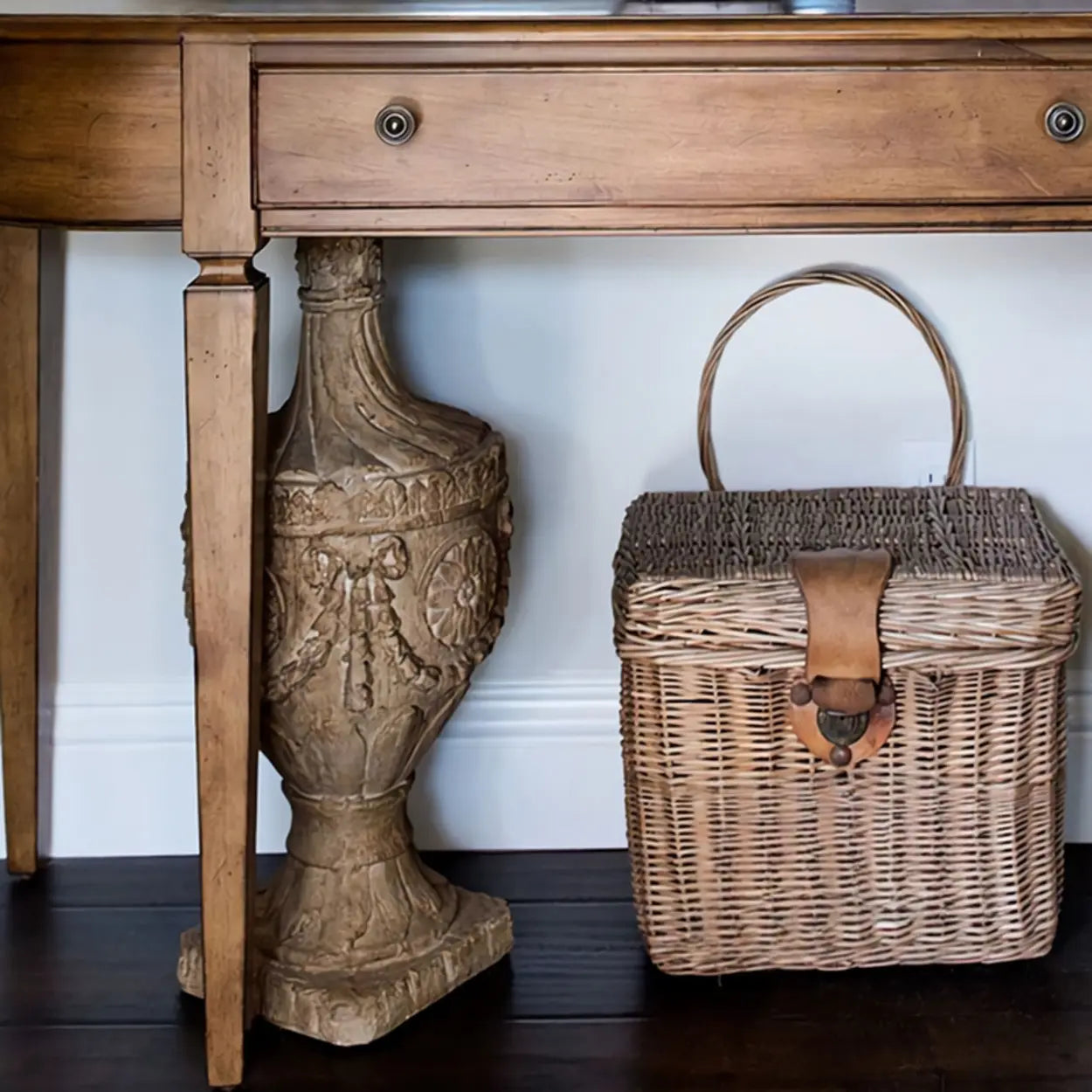 Rustic Half-Moon Wood Brown Console Table