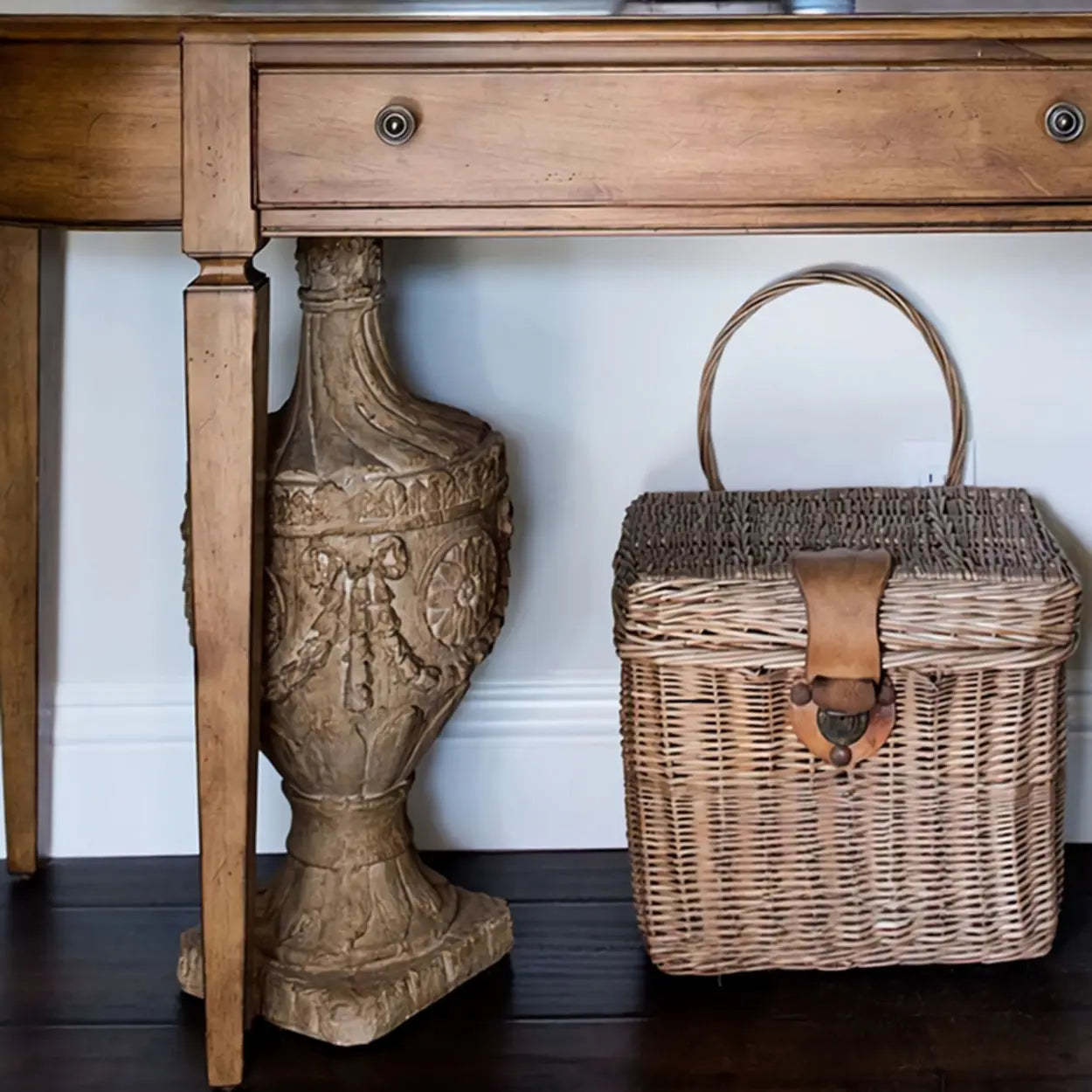 Rustic Half-Moon Wood Brown Console Table