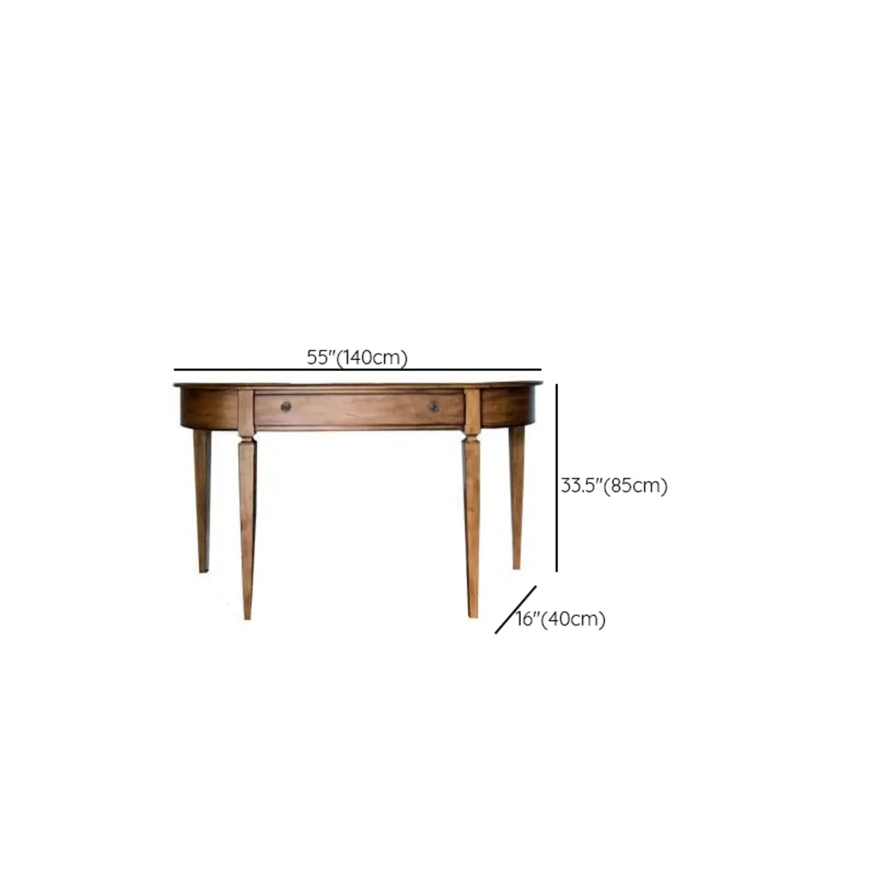 Rustic Half-Moon Wood Brown Console Table