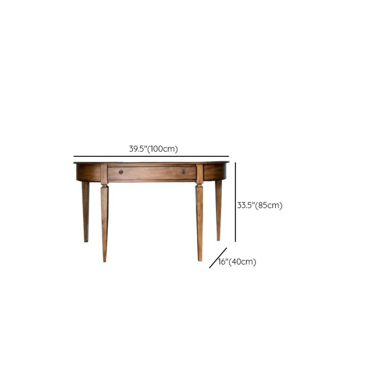 Rustic Half-Moon Wood Brown Console Table