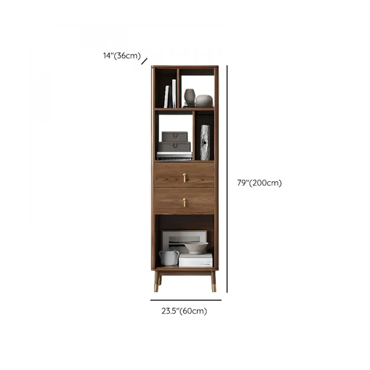 Rustic Brown Walnut Ladder Display Bookcase