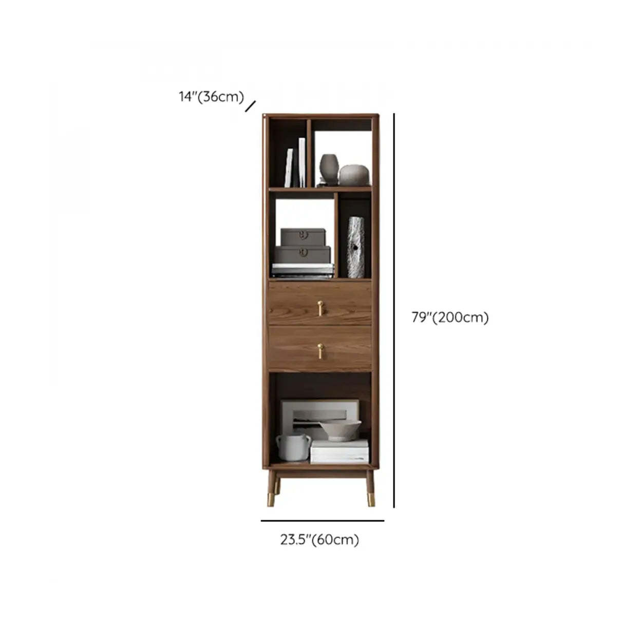 Rustic Brown Walnut Ladder Display Bookcase