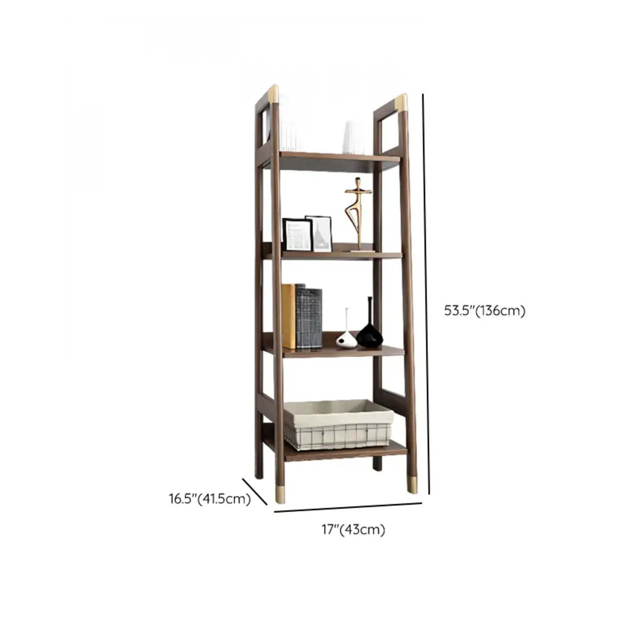 Rustic Brown Walnut Ladder Display Bookcase