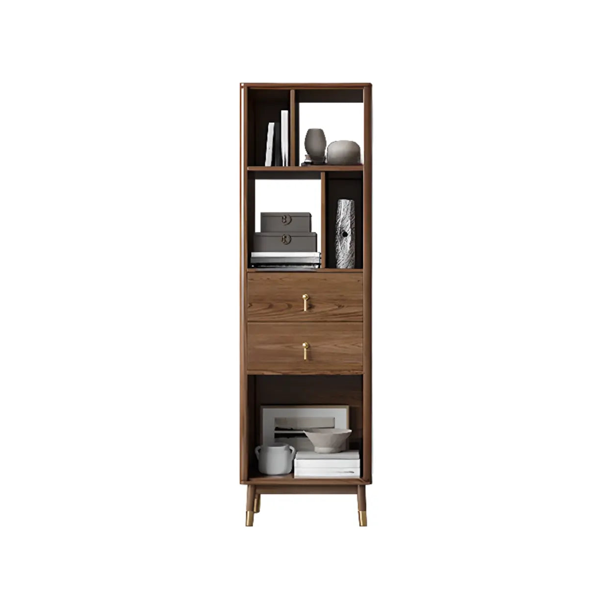 Rustic Brown Walnut Ladder Display Bookcase