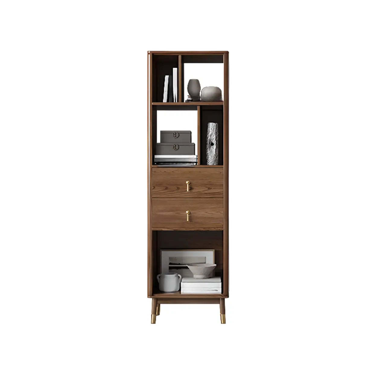 Modern ladder display brown bookcases — 17" L x 16" W x 54" H
