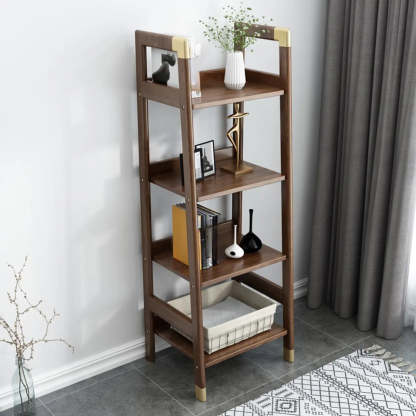 Rustic Brown Walnut Ladder Display Bookcase