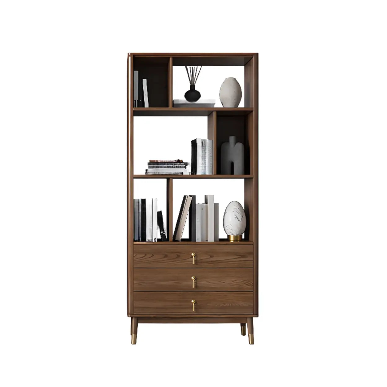 Rustic Brown Walnut Ladder Display Bookcase