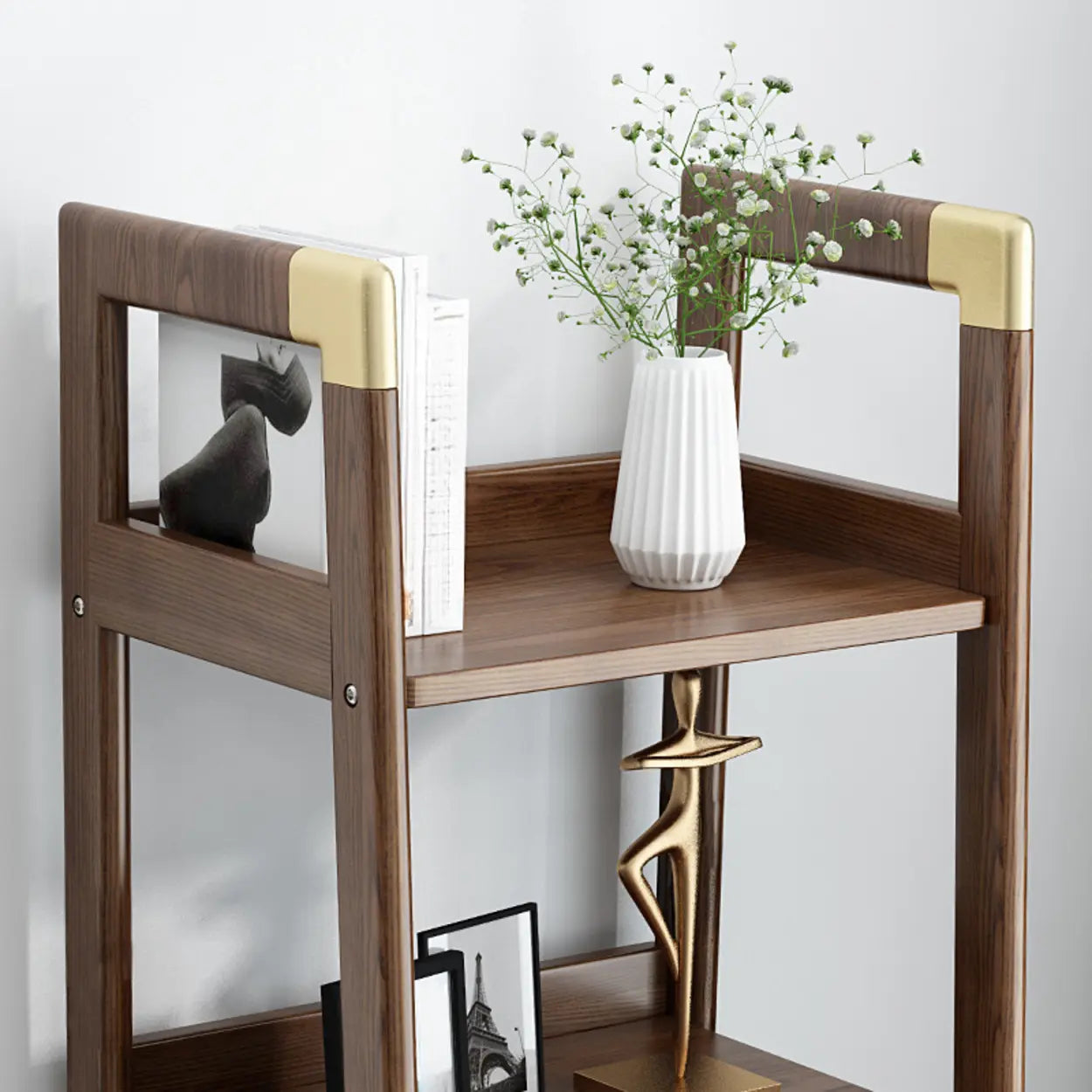 Rustic Brown Walnut Ladder Display Bookcase