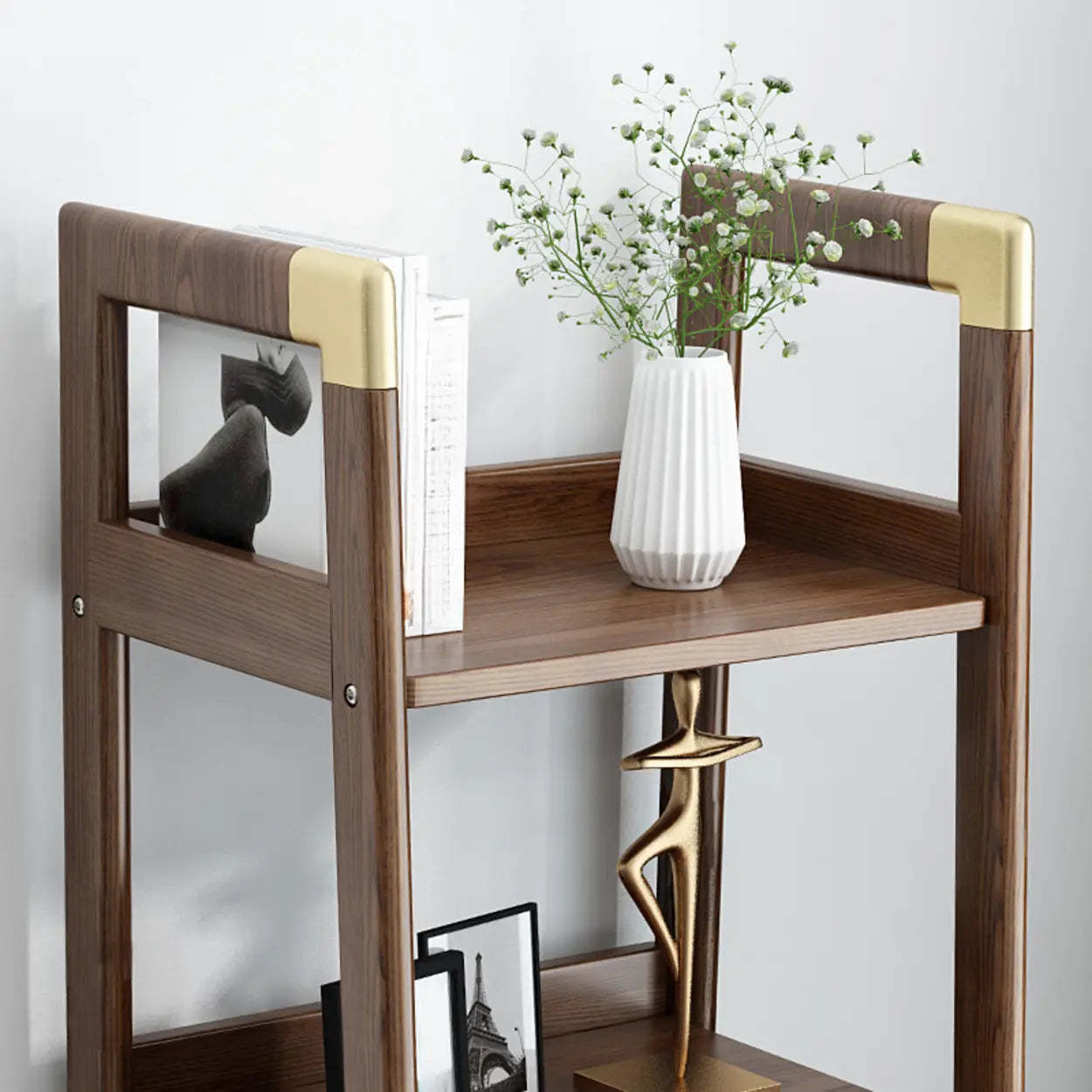Rustic Brown Walnut Ladder Display Bookcase