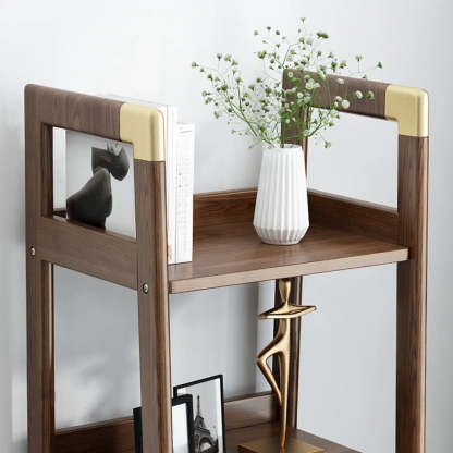 Rustic Brown Walnut Ladder Display Bookcase