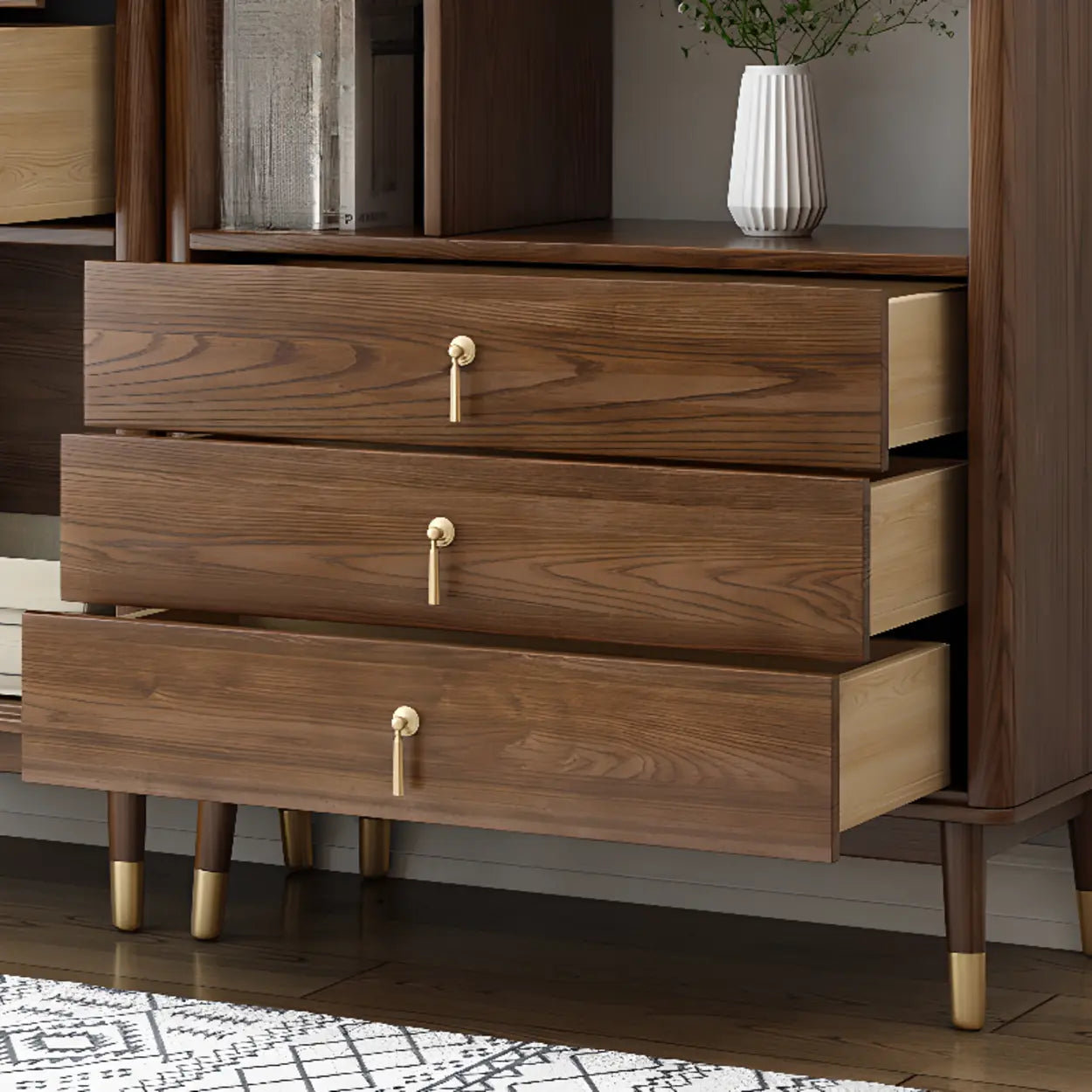 Rustic Brown Walnut Ladder Display Bookcase