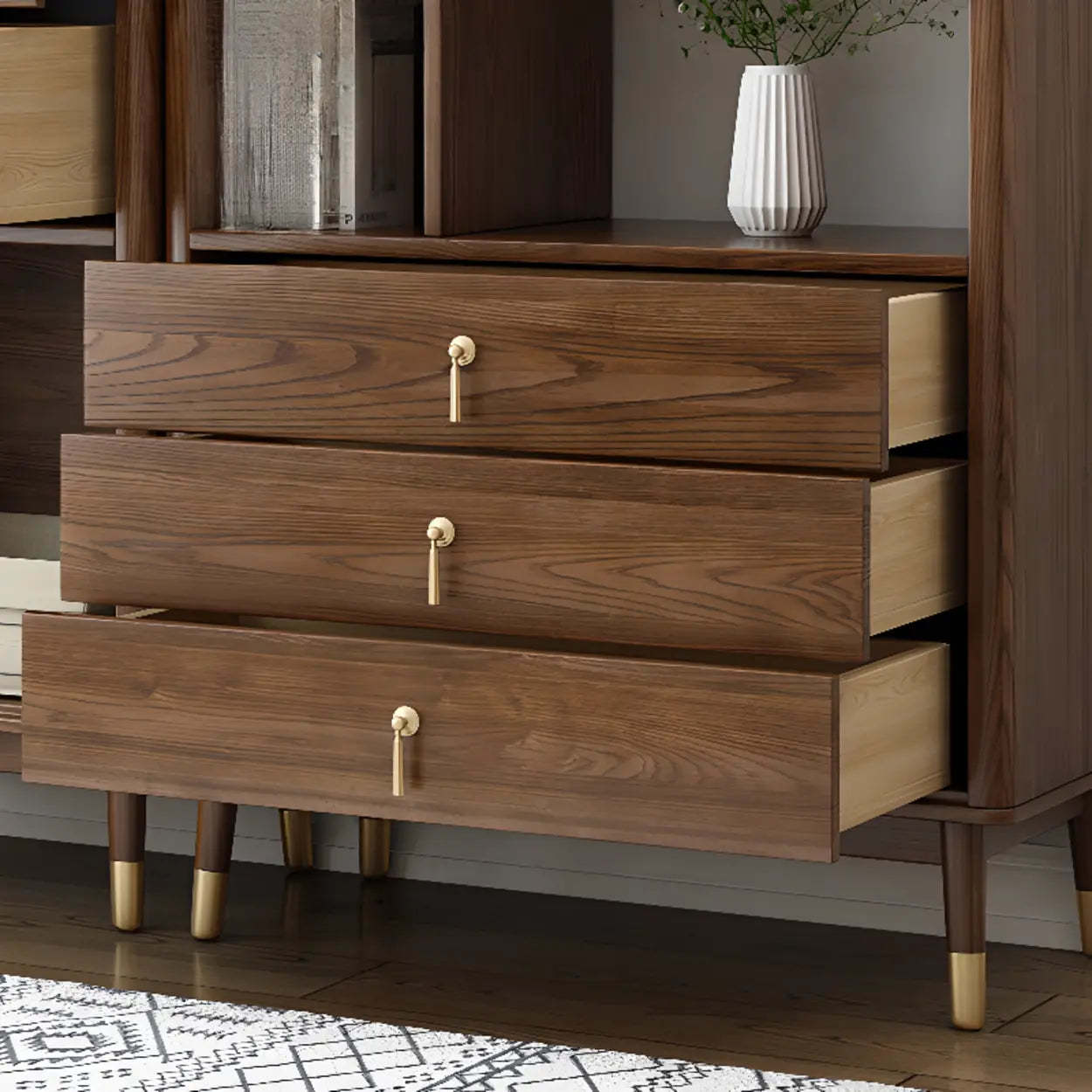 Rustic Brown Walnut Ladder Display Bookcase