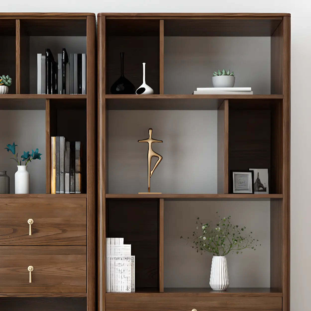 Rustic Brown Walnut Ladder Display Bookcase