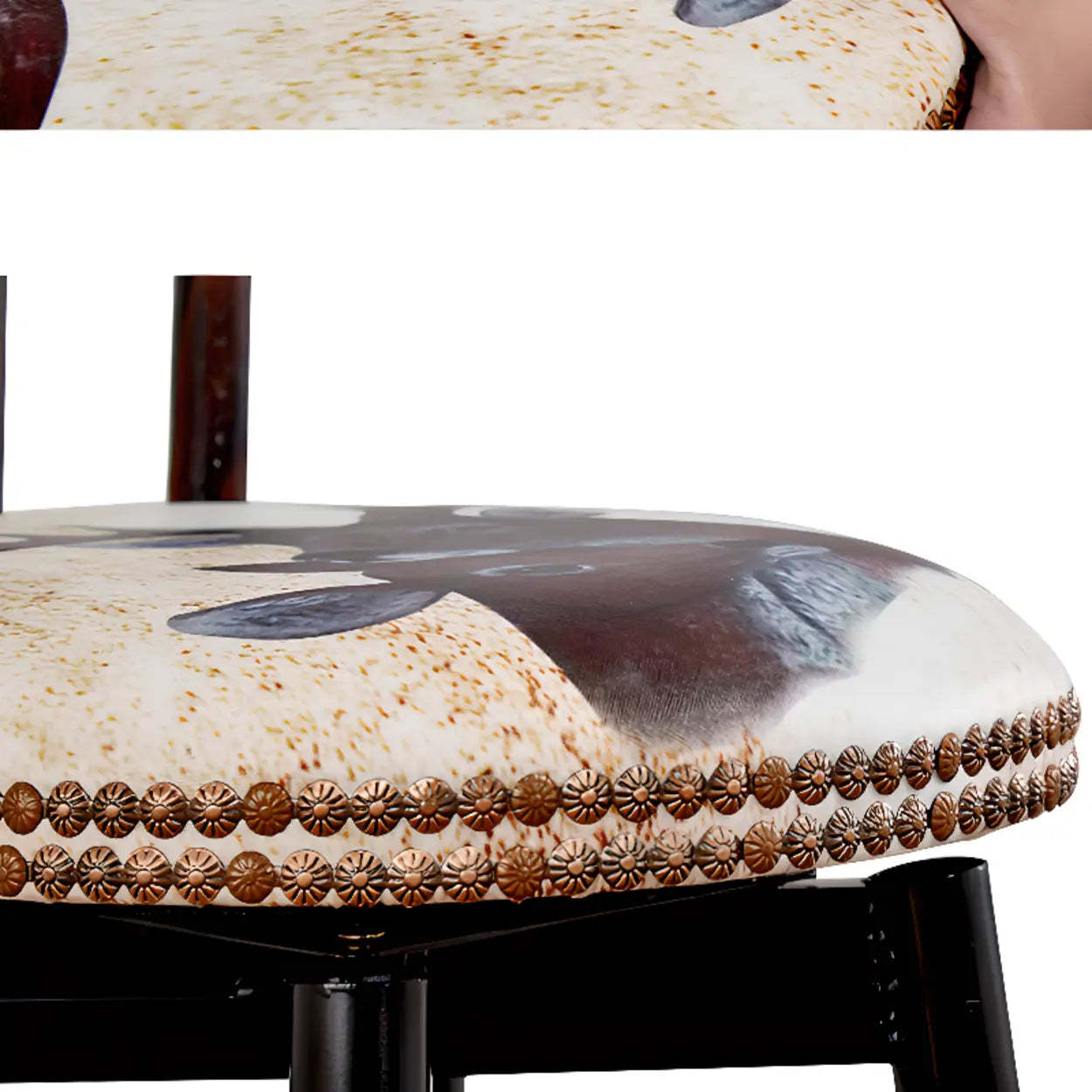 Rustic Multicolor Fabric Round Swivel Bar Stool — Khaki