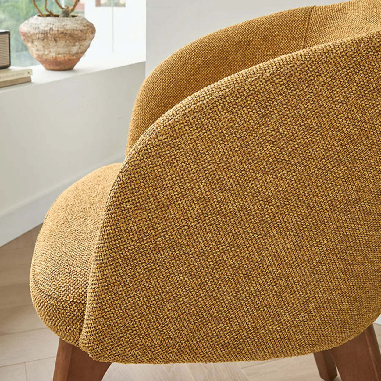 Rustic Swivel Upholstered Curved Back Dining Chair