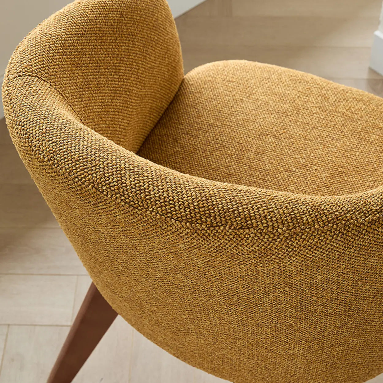 Rustic Swivel Upholstered Curved Back Dining Chair