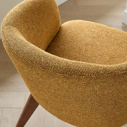 Rustic Swivel Upholstered Curved Back Dining Chair