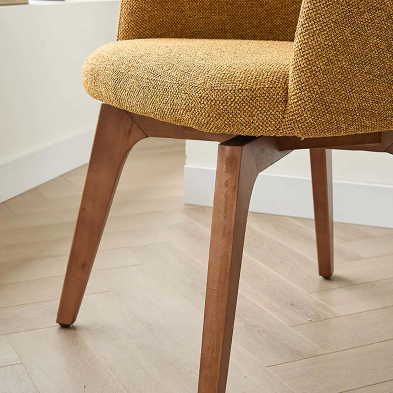 Rustic Swivel Upholstered Curved Back Dining Chair