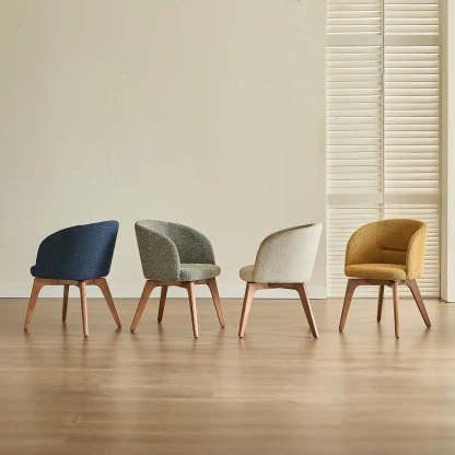 Rustic Swivel Upholstered Curved Back Dining Chair — Blue / Black