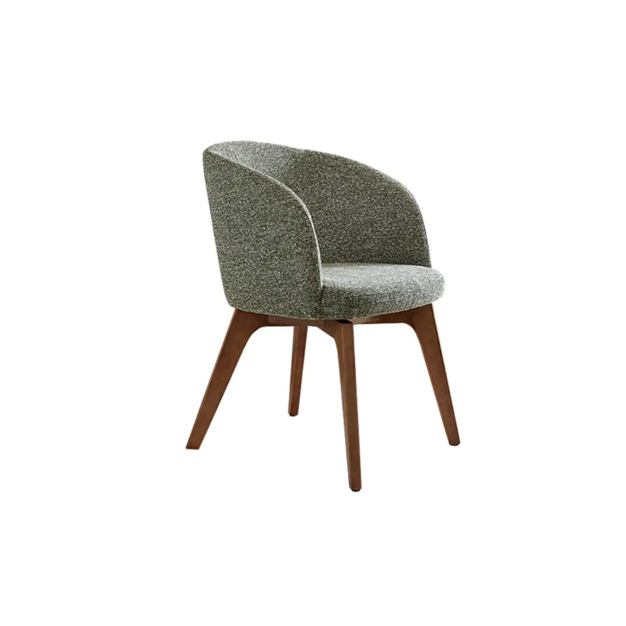Rustic Swivel Upholstered Curved Back Dining Chair — Blue / Walnut