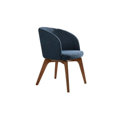 Rustic Swivel Upholstered Curved Back Dining Chair