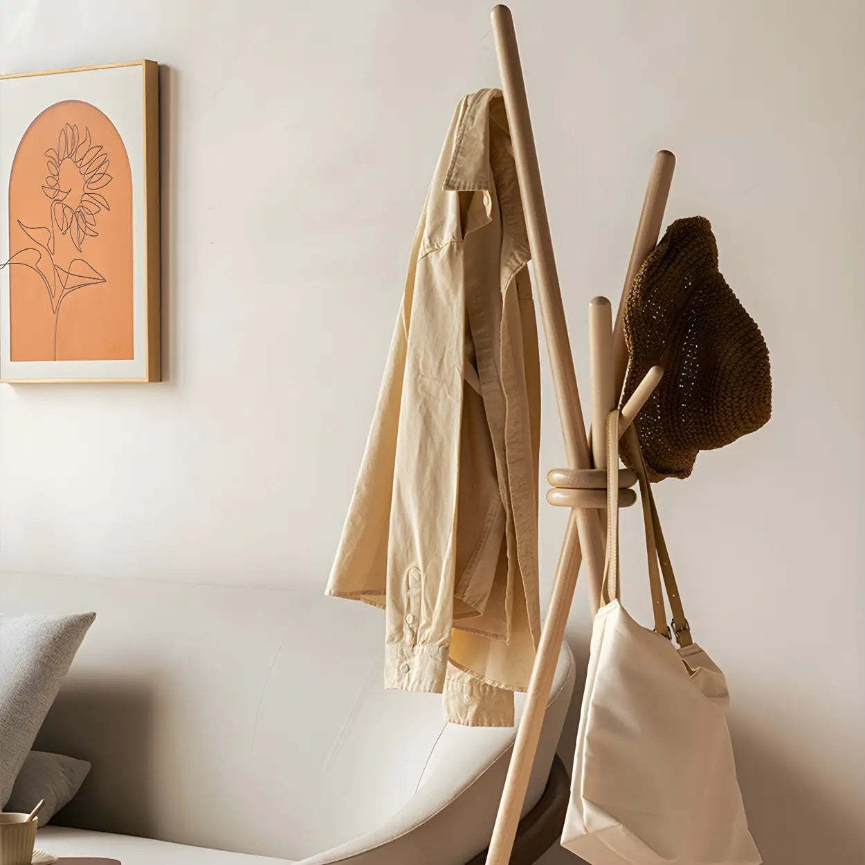 Rustic Tripod Wood Freestanding Hall Tree