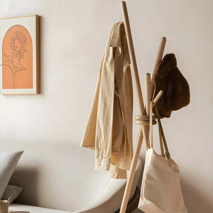 Rustic Tripod Wood Freestanding Hall Tree
